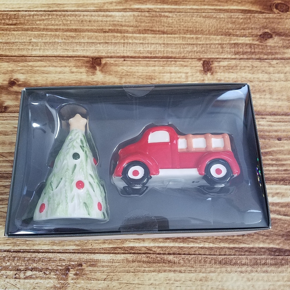 Threshold Christmas Tree Red Truck Salt & Pepper Shaker Set Holiday Earthenware